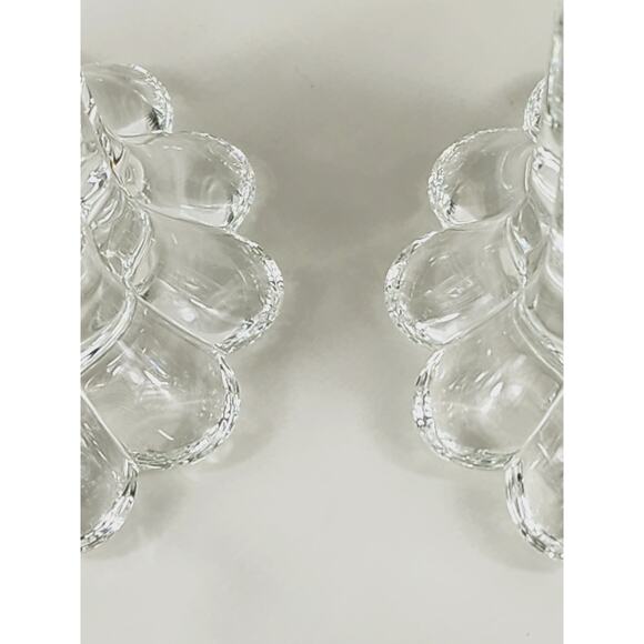 Borgonovo Candleholder Candlestick Flower Shaped Clear Glass Art Decor Italy x2 - Picture 11 of 13